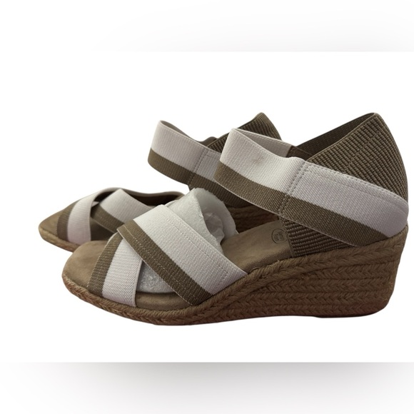 IMPO Nayeli Womens Cotton Stretch Ankle Strap Espadrilles - White and Tan Sz 9.5 - Picture 5 of 6